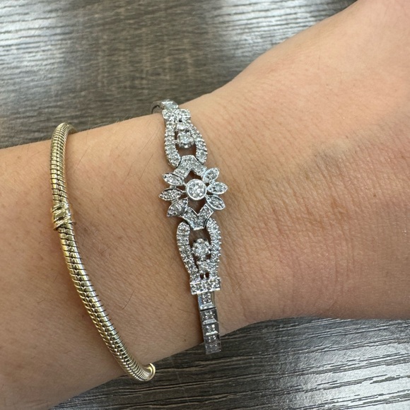 14K white gold and genuine natural diamonds vintage bracelet - Picture 10 of 17